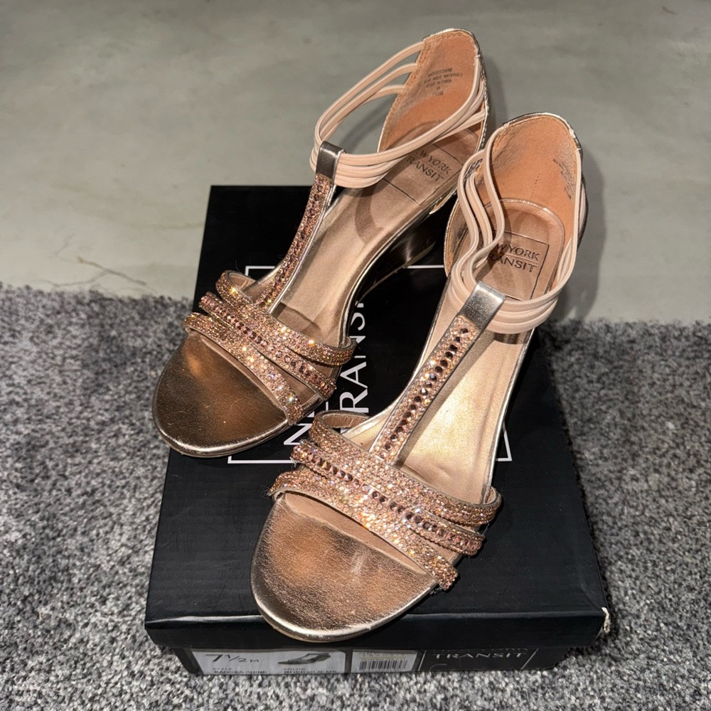 Rose Gold Wedge Sandals